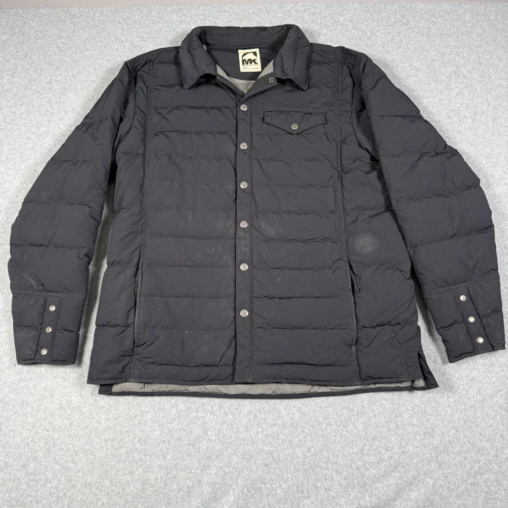 Mountain Khakis Mens Black Down Quilted Puffer Shirt Jacket Size Large MK Puffer